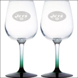 NY jets wine glasses