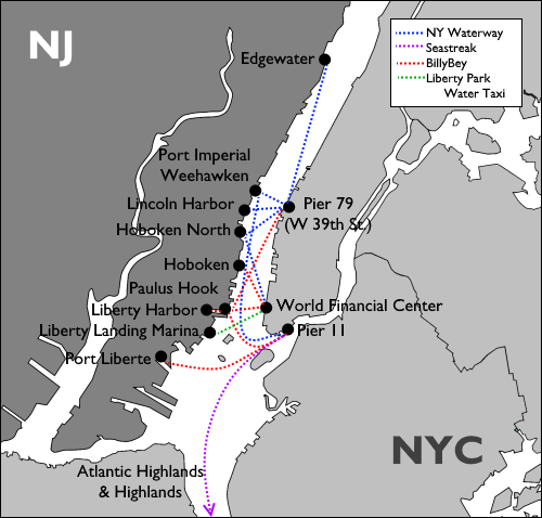 Ferry to New York City Map