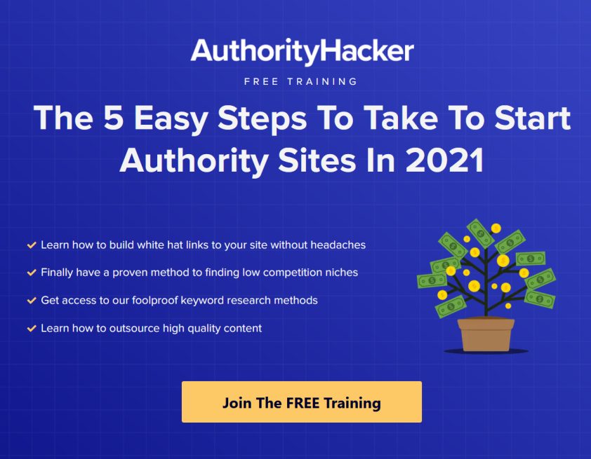 The Authority Hacker training is the perfect starting point if you're wanting to learn how to get into affiliate marketing
