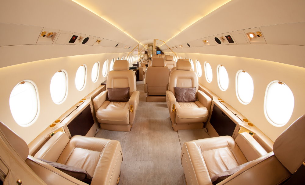 The interior of a typical heavy private jet