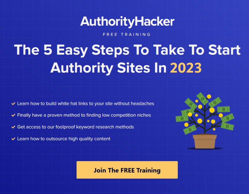 The Authority Hacker training is the perfect starting point if you're wanting to learn how to get into affiliate marketing